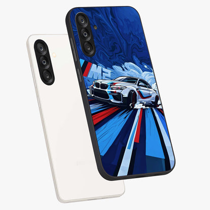 Drift Power Rush Glass Case displayed in angled mockup highlighting powerful drift car design with sporty aesthetic style.