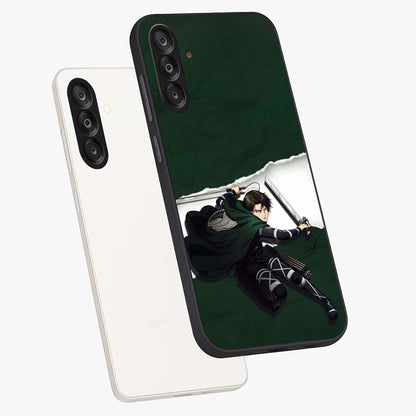 Emerald War Vanguard Glass Case displayed in angled mockup highlighting intense battle inspired design with emerald tone aesthetic.