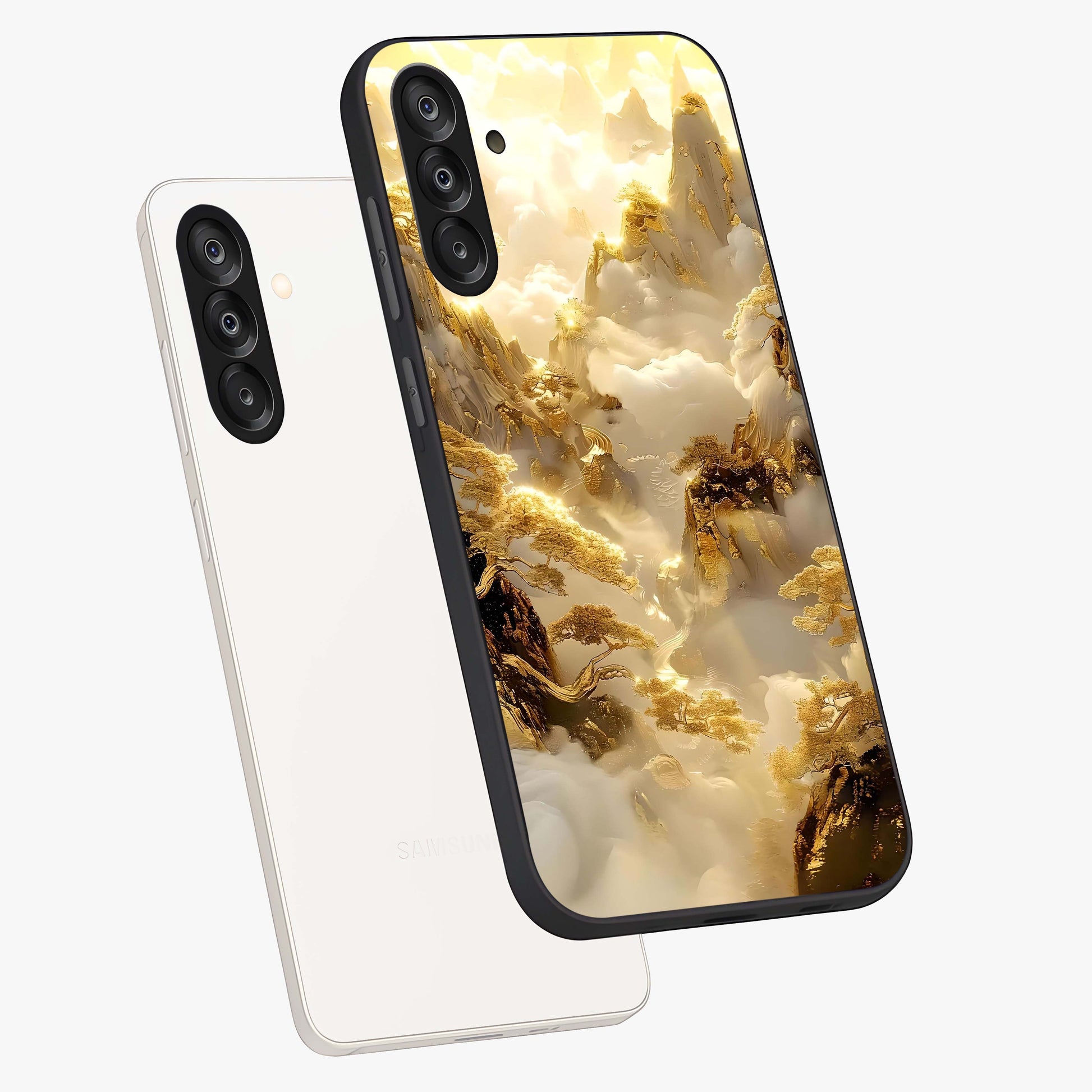 Gates Of Illumination Glass Case displayed in angled mockup highlighting radiant portal inspired design with fantasy aesthetic.