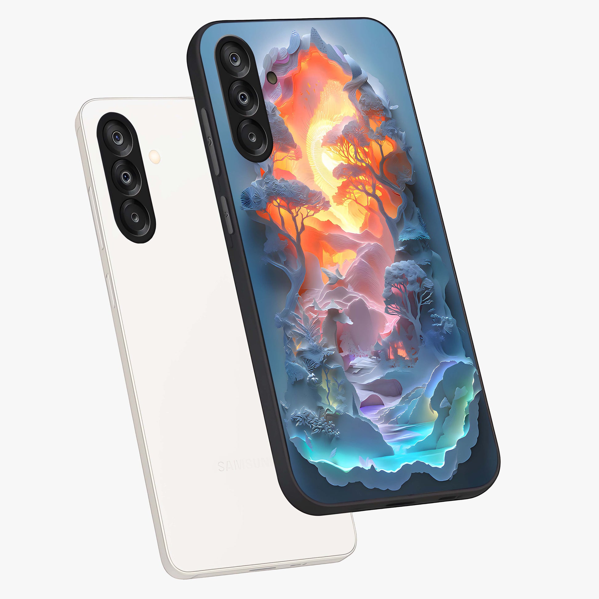 Glow Forest Portal Glass Case displayed in angled mockup highlighting mystical forest design with magical glowing aesthetic.