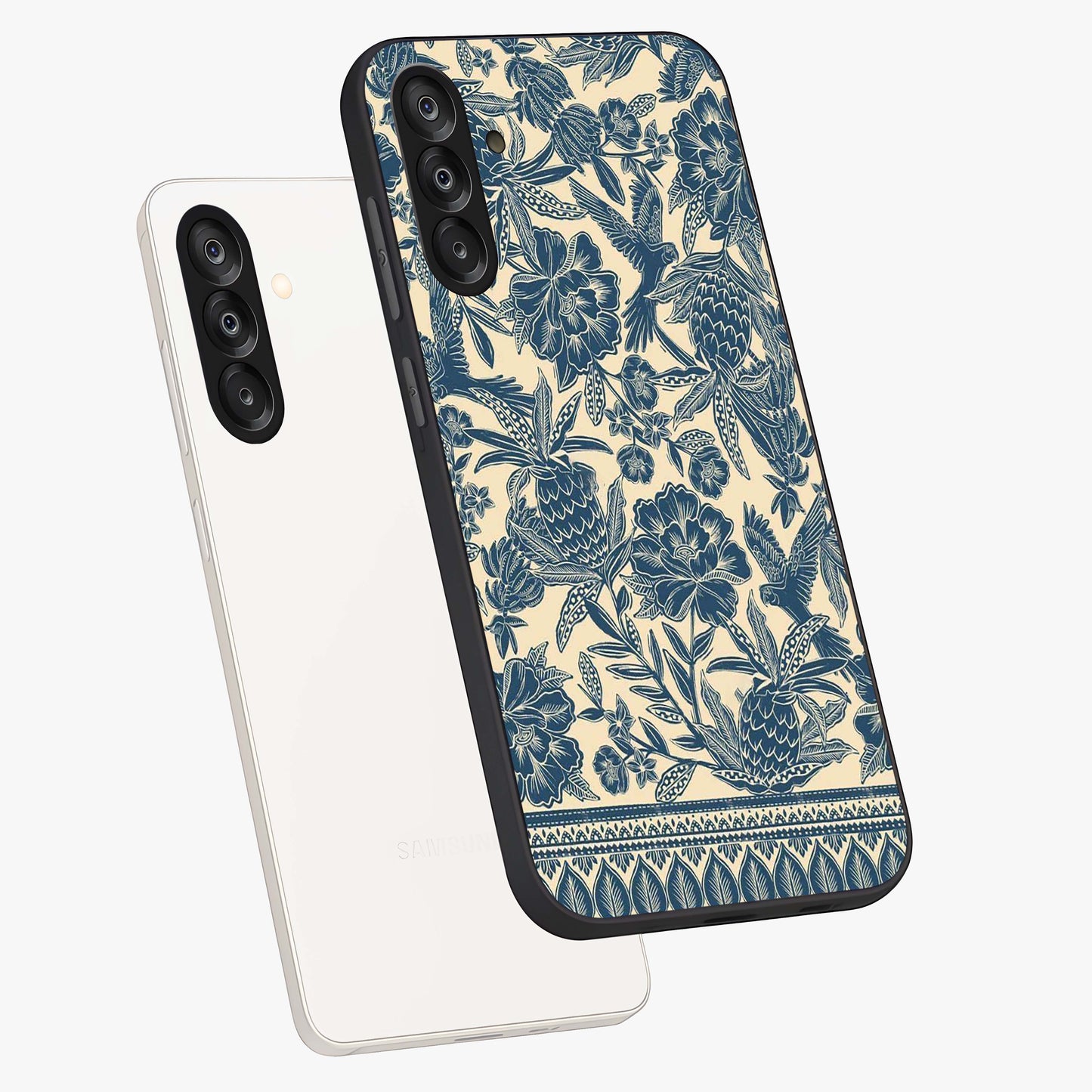 Heirloom Wild Bloom Glass Case displayed in angled mockup highlighting botanical bloom design with classic aesthetic style.