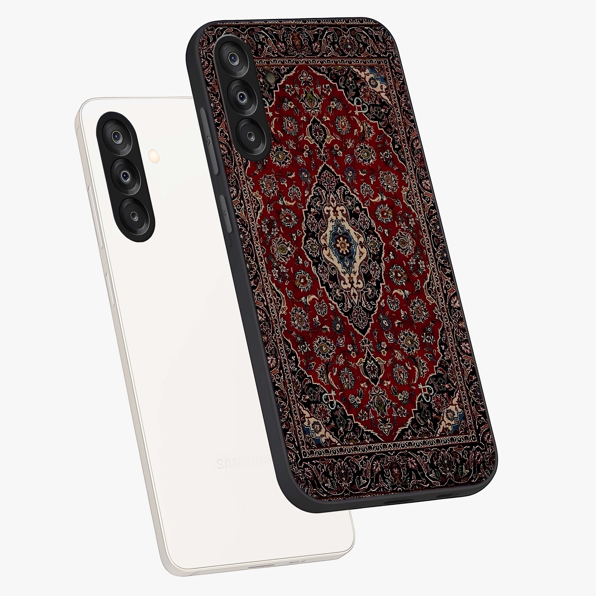 Heritage Carpet Royale Glass Case displayed in angled mockup highlighting intricate royal carpet design with heritage aesthetic.