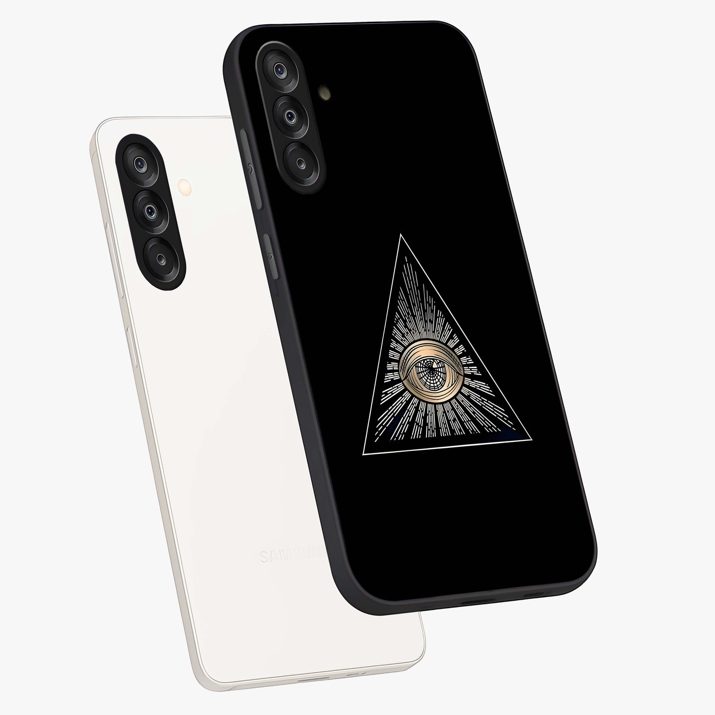 Illuminati Evil Glass Case displayed in angled mockup highlighting dark occult inspired design with bold aesthetic style.