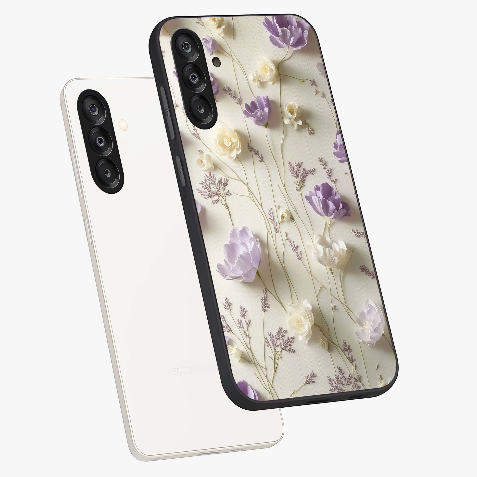 Lilac Breeze Harmony Glass Case displayed in angled mockup highlighting calm lilac breeze design with soothing aesthetic style.