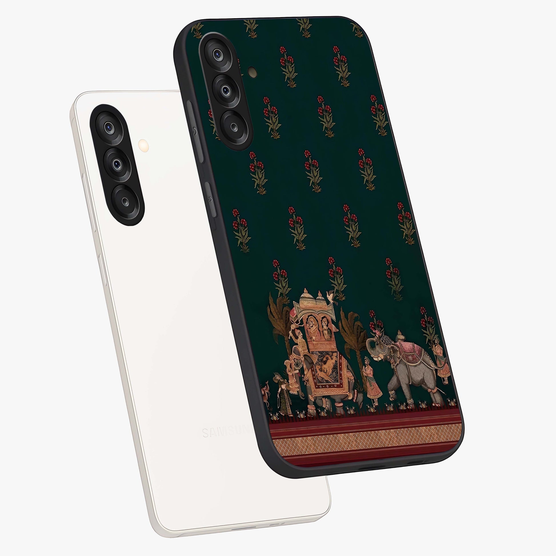 Macmerise Glass Case displayed in angled mockup highlighting trendy graphic design with sleek aesthetic style.