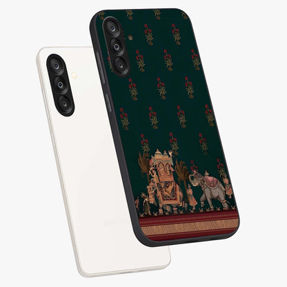 Macmerise Glass Case displayed in angled mockup highlighting trendy graphic design with sleek aesthetic style.