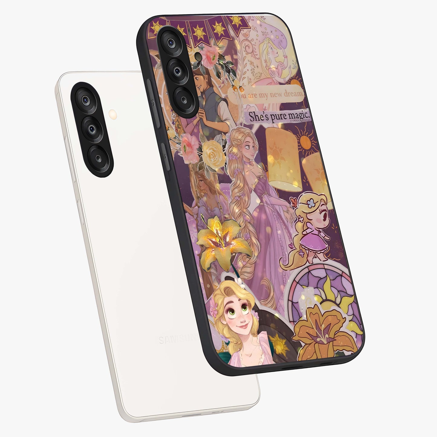 Magical Tangled Dream Glass Case displayed in angled mockup highlighting whimsical fantasy design with magical aesthetic.