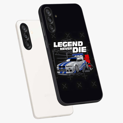 Midnight Racing Legacy Glass Case displayed in angled mockup highlighting dynamic automotive design with bold midnight aesthetic.