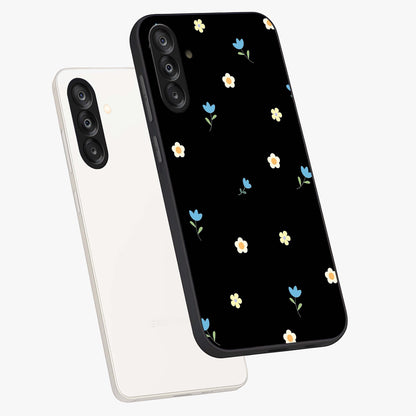 Minimal Petal Whispers Glass Case displayed in angled mockup highlighting delicate petal design with clean minimal aesthetic.