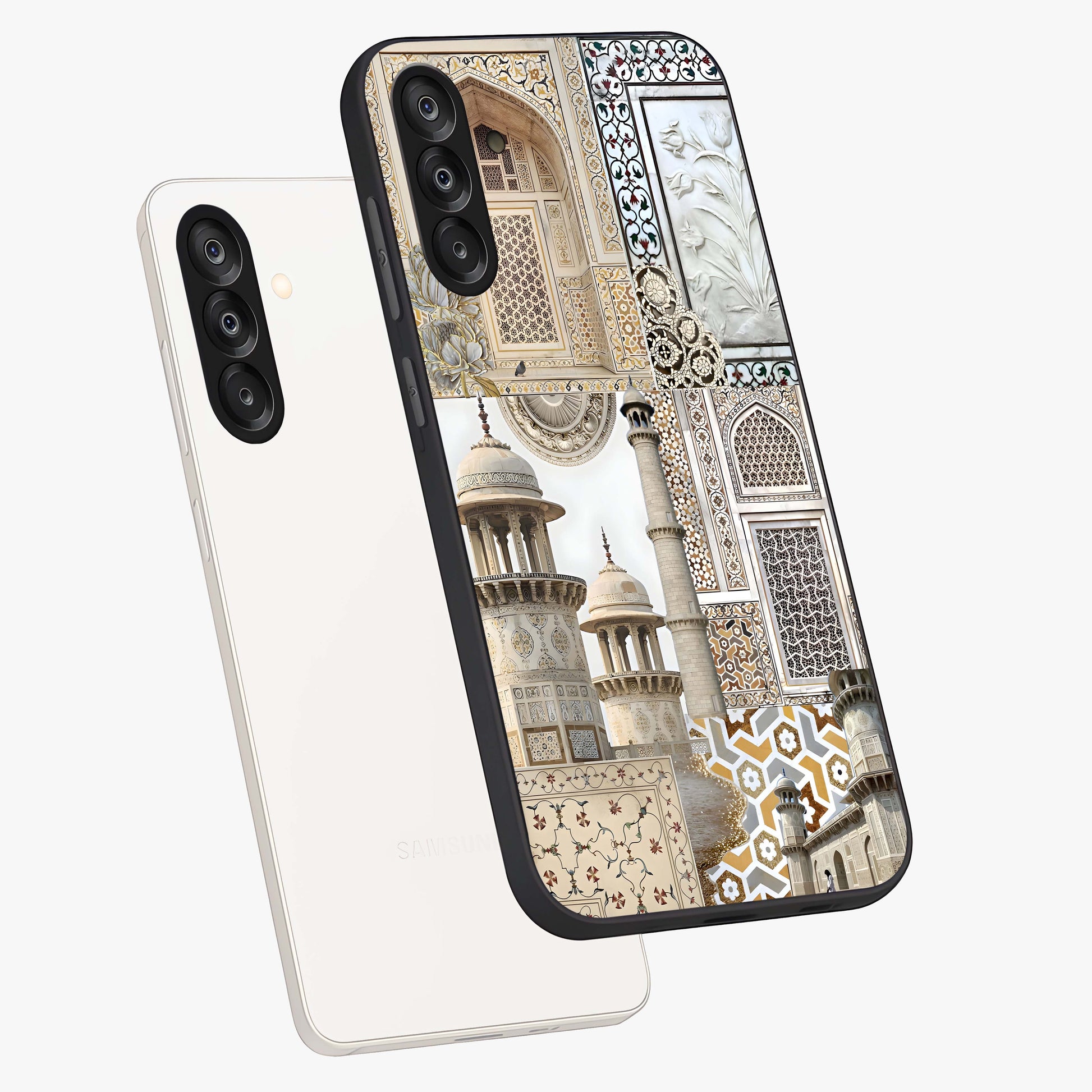 Mughal Marble Legacy Glass Case displayed in angled mockup highlighting elegant heritage marble artwork with royal aesthetic.