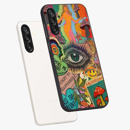 Mystic Eye Wonderland Glass Case displayed in angled mockup highlighting magical eye illustration with dreamy aesthetic.