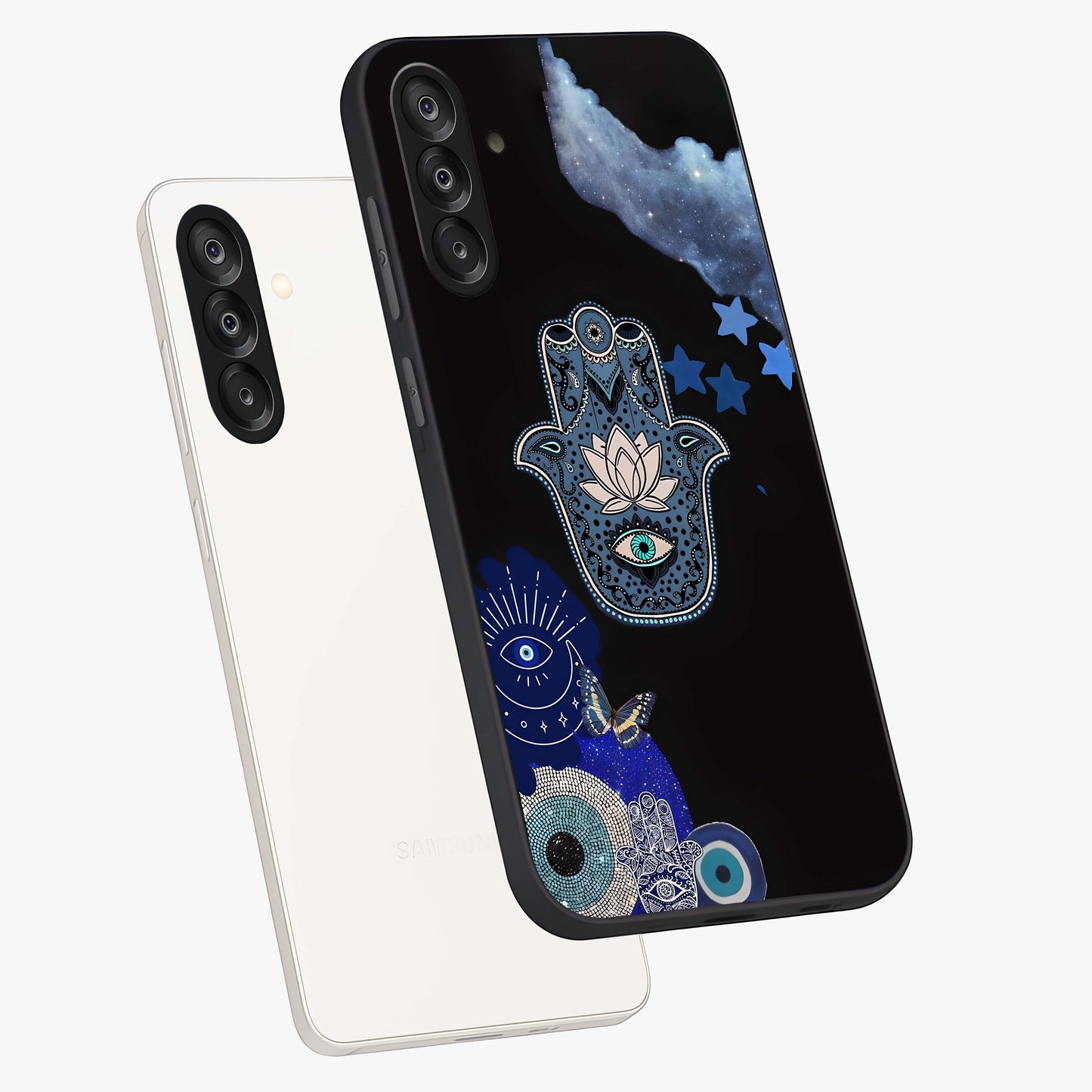 Mystic Hand Aura Glass Case displayed in angled mockup highlighting magical aura design with spiritual aesthetic style.