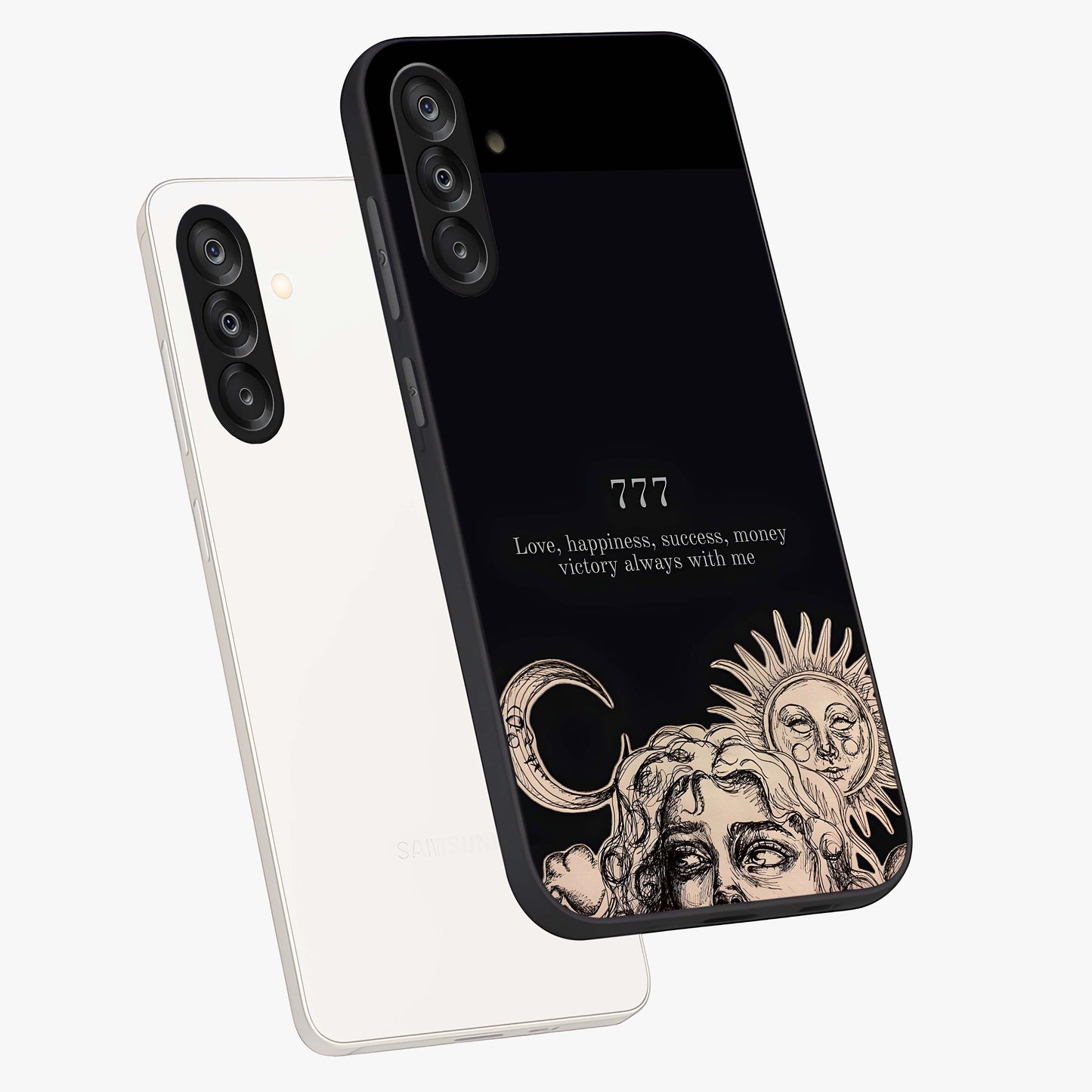 Mystic Victory Aura Glass Case displayed in angled mockup highlighting energetic aura design with bold mystical aesthetic.