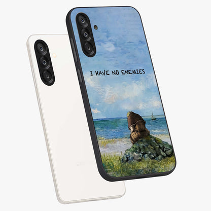Peace Beyond War Glass Case displayed in angled mockup highlighting meaningful message design with artistic aesthetic style.