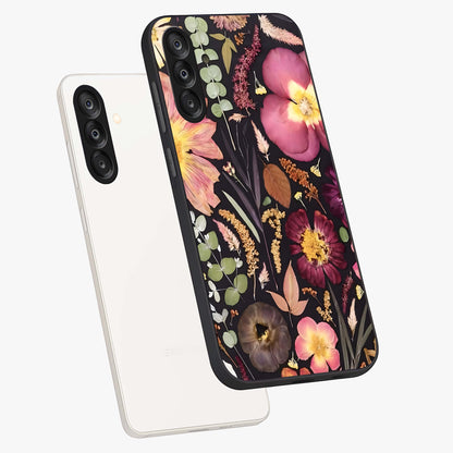Petal Dream Tapestry Glass Case displayed in angled mockup highlighting decorative petal pattern with elegant botanical aesthetic.
