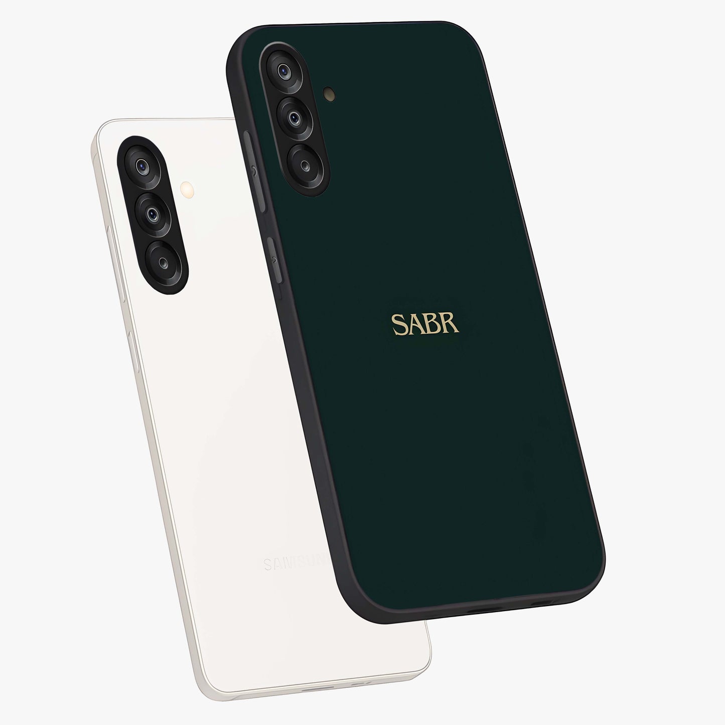 Sabr Minimal Patience Glass Case displayed in angled mockup highlighting simple inspirational design with clean aesthetic style.
