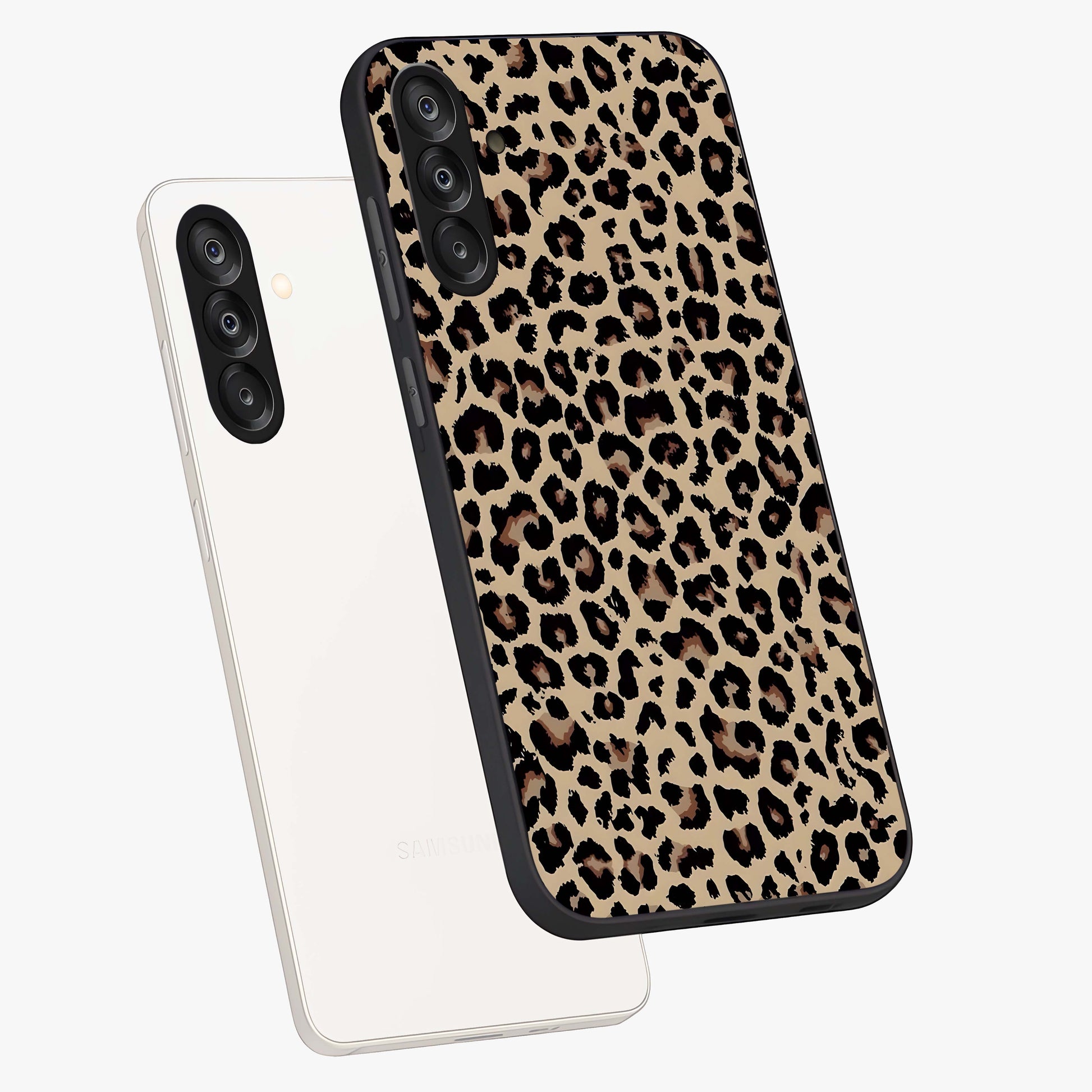 Savage Chic Pattern Glass Case displayed in angled mockup highlighting bold fashion inspired design with chic aesthetic.