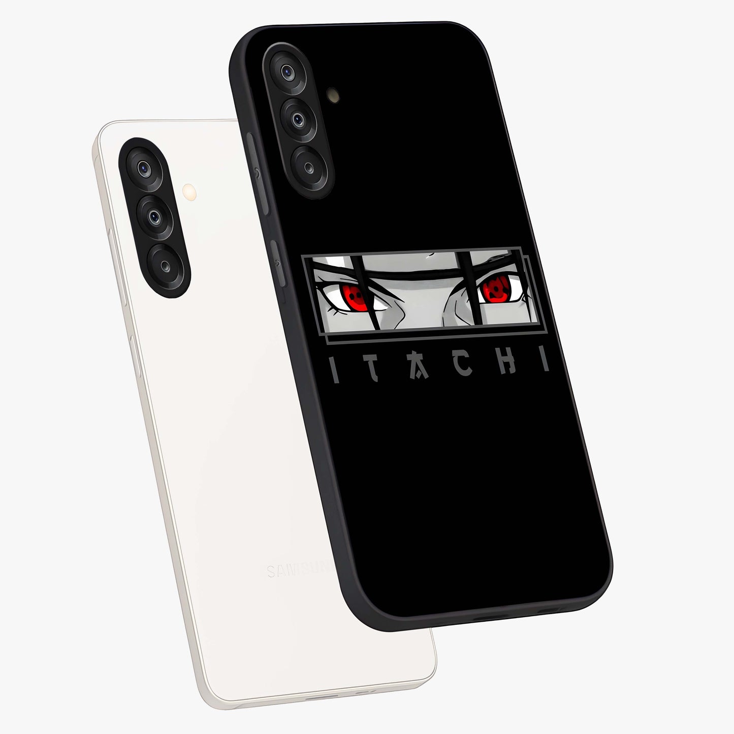 Scarlet Gaze Dominance Glass Case displayed in angled mockup highlighting intense visual design with bold scarlet aesthetic.