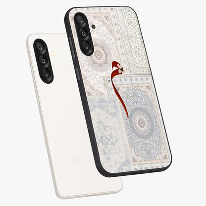 White Aesthetic Bow Glass Case displayed in angled mockup highlighting clean bow design with soft aesthetic style.