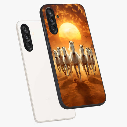 Wild Sunset Majesty Glass Case displayed in angled mockup highlighting vibrant sunset sky design with scenic aesthetic.