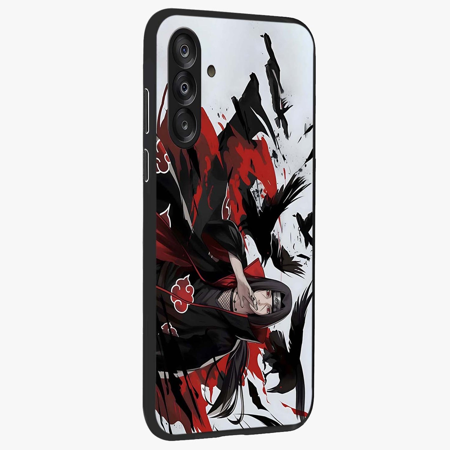 Crimson Crow Illusion Glass Case upright view showcasing striking crow illusion artwork with intense crimson theme.