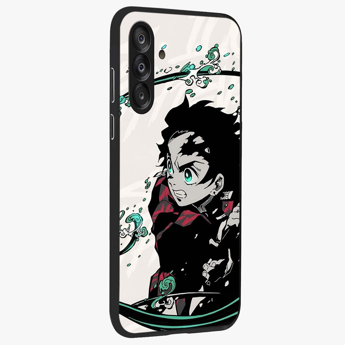 Demon Slayer Glass Case upright view showcasing powerful anime artwork with intense warrior theme.