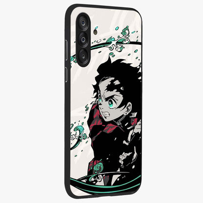 Demon Slayer Glass Case upright view showcasing powerful anime artwork with intense warrior theme.