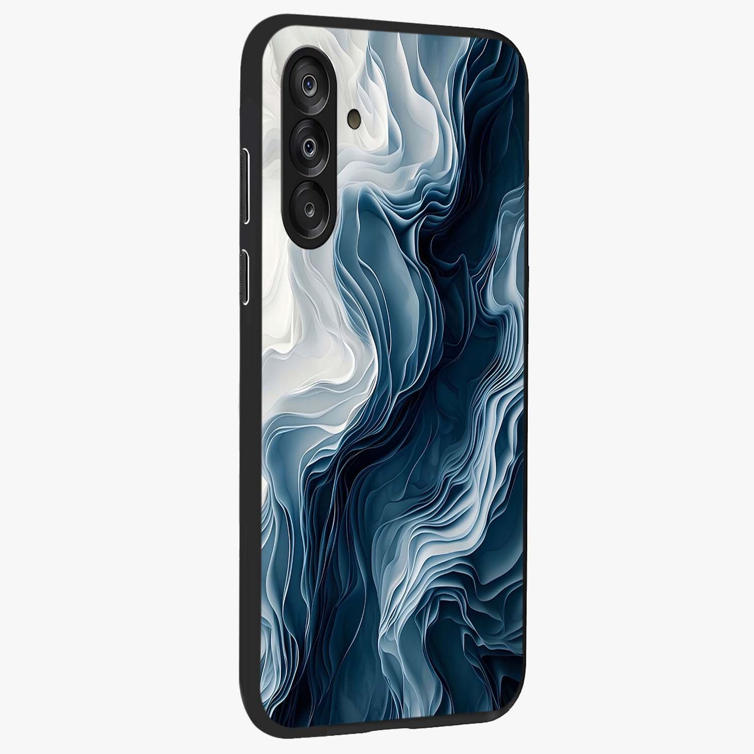 Ethereal Paper Marble Glass Case upright view showcasing smooth marble artwork with refined minimalist theme.