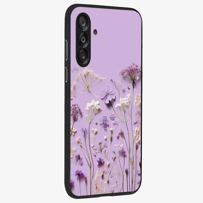Lavender Blossom Dream Glass Case upright view showcasing delicate lavender blossom artwork with peaceful floral theme.