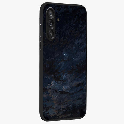 Lunar Veil Silence Glass Case upright view showcasing calm moon themed artwork with serene night atmosphere.