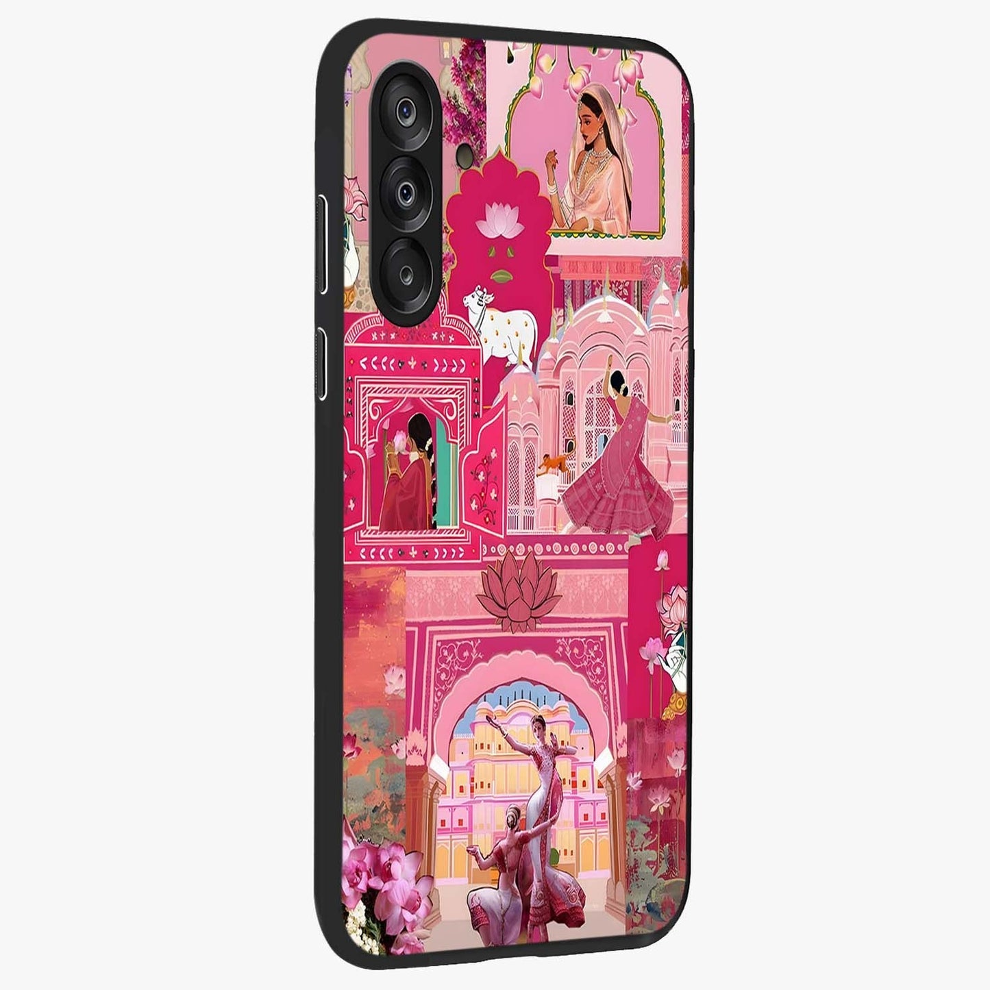 Pink Palace Muse Glass Case upright view showcasing artistic palace artwork with graceful royal theme.