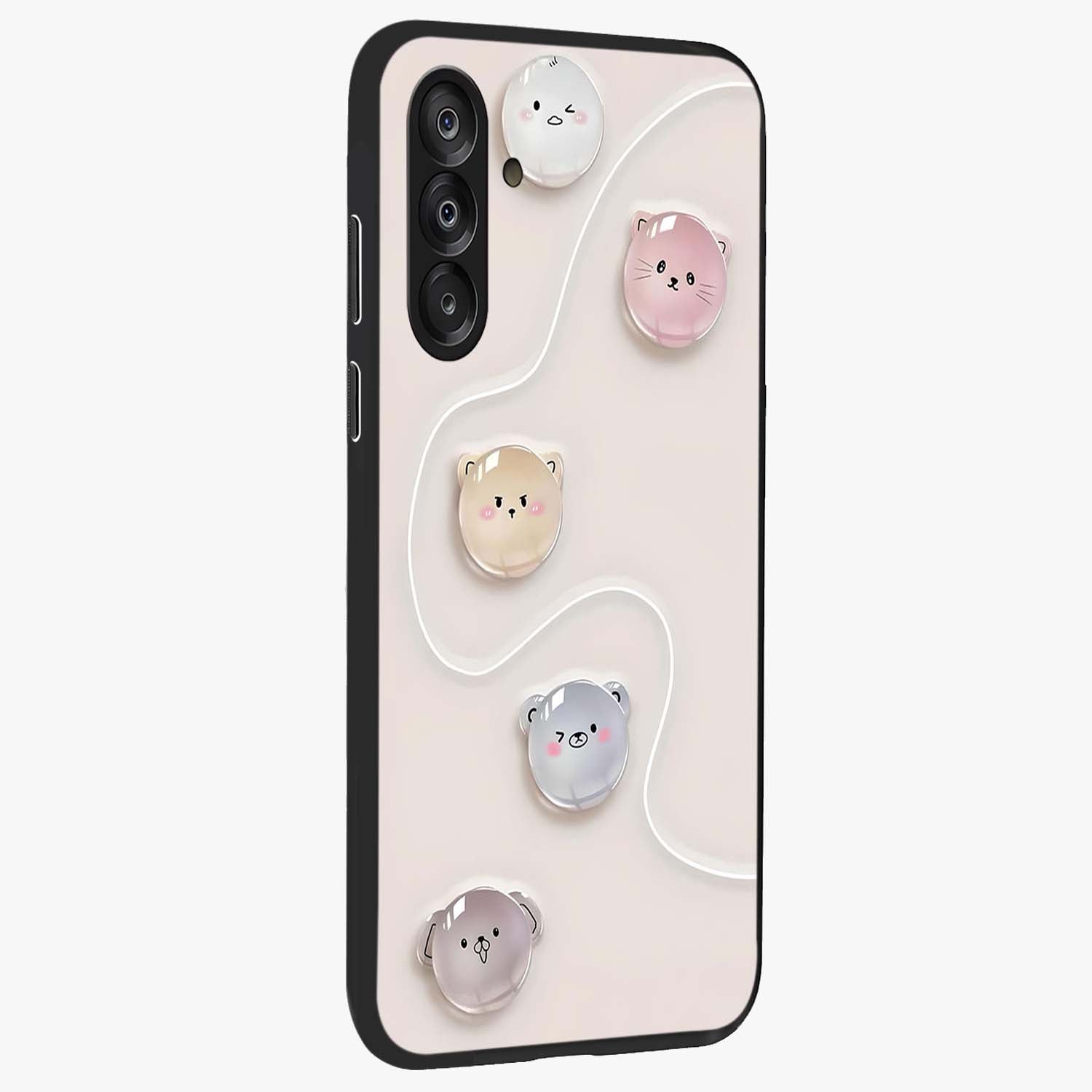 Puffy Face Parade Glass Case upright view showcasing adorable character artwork with cheerful animated theme.