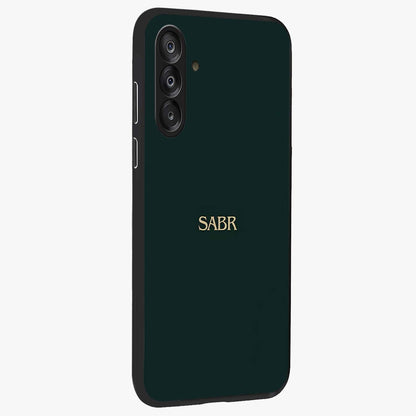 Sabr Minimal Patience Glass Case upright view showcasing calm minimalist artwork with motivational patience theme.
