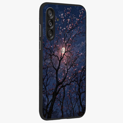Twilight Sakura Serenade Glass Case upright view showcasing beautiful cherry blossom artwork with serene evening theme.