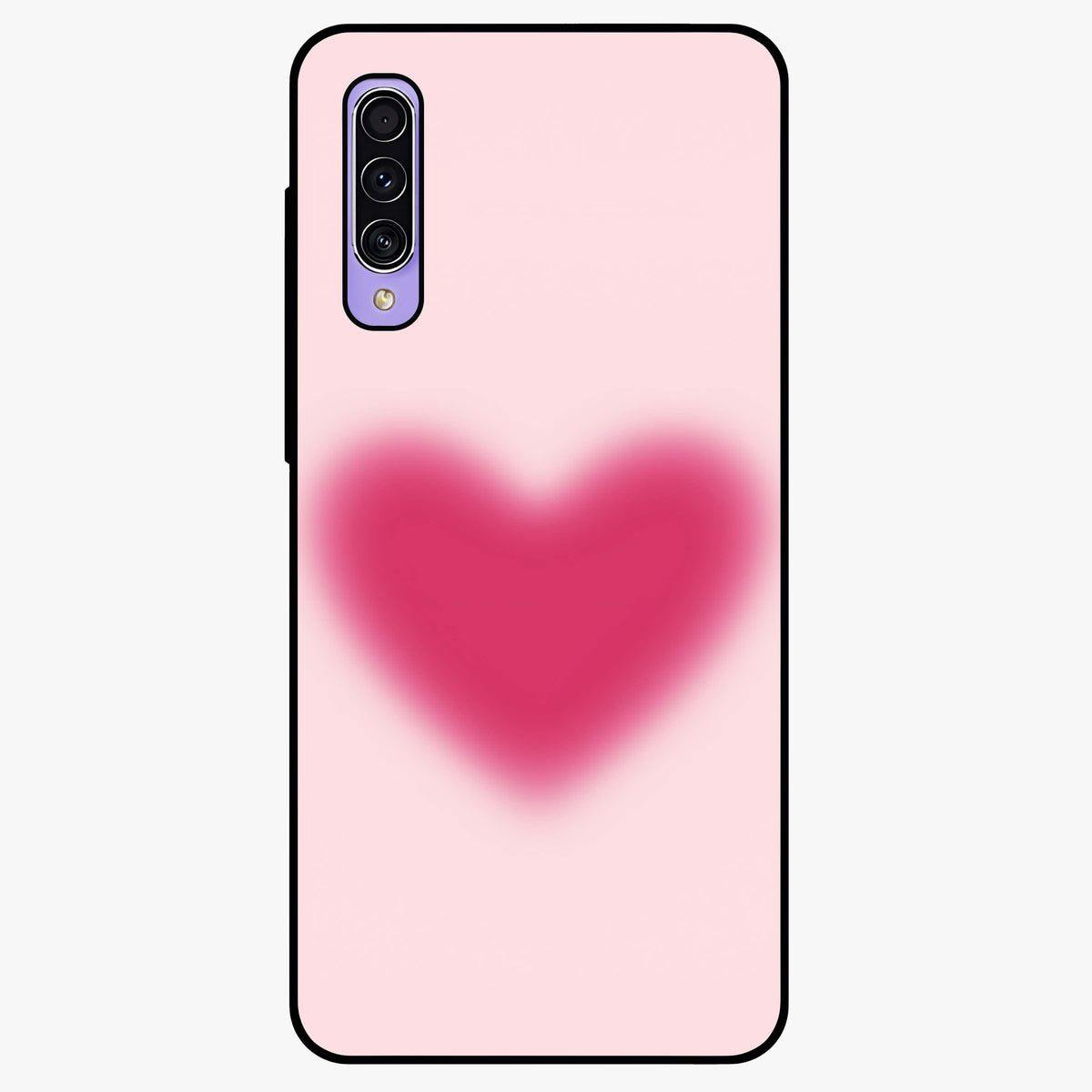 Pink Aura Heart Glass Case showing flat back view with glowing heart artwork and glossy glass finish.