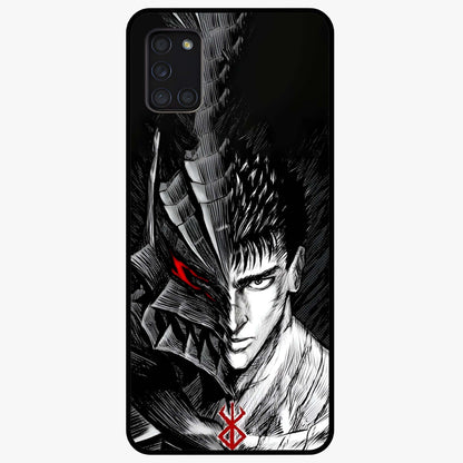 Berserker Blood Oath Glass Case showing flat back view with fierce warrior inspired artwork and glossy glass finish.