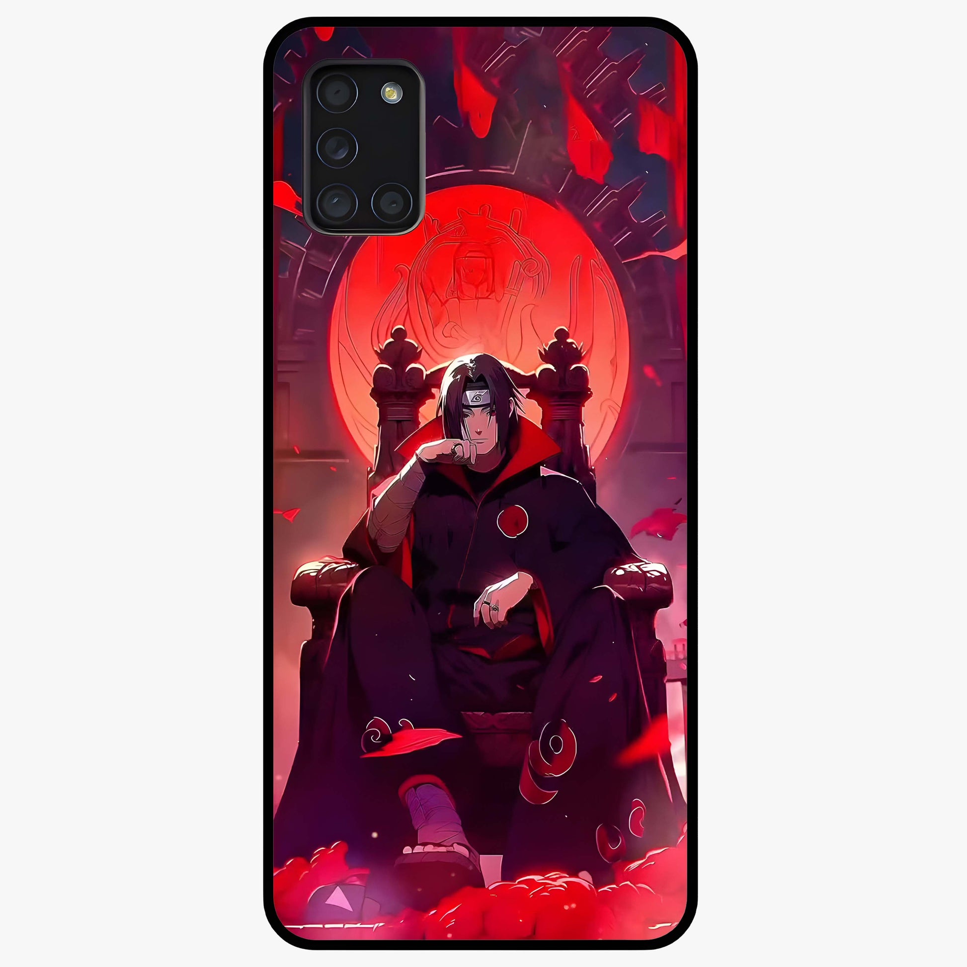 Blood Moon Sovereign Glass Case showing flat back view with mystical blood moon artwork and glossy glass finish.