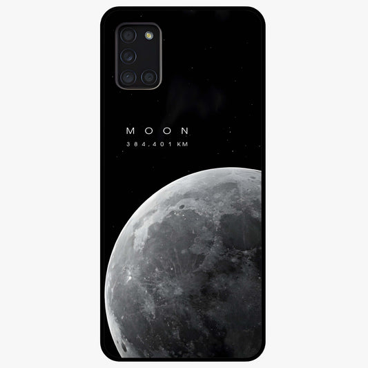 Cosmic Moon Glow Glass Case showing flat back view with glowing moon artwork and glossy glass finish.