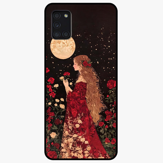 Crimson Dreams Glass Case showing flat back view with dreamy crimson artwork and glossy glass finish.