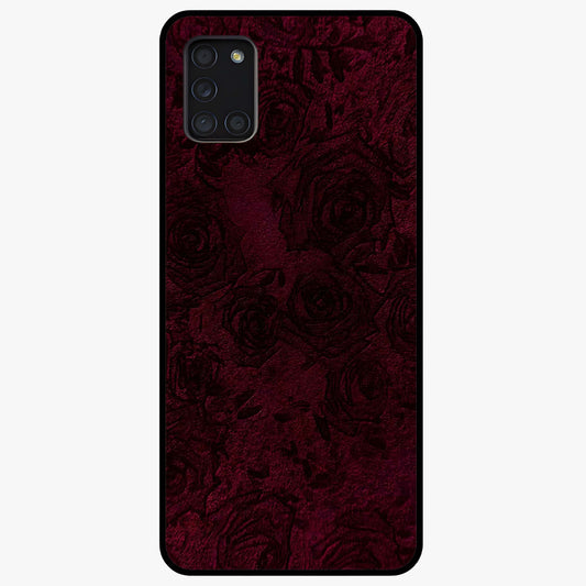 Crimson Fade Flow Glass Case showing flat back view with flowing crimson gradient artwork and glossy glass finish.