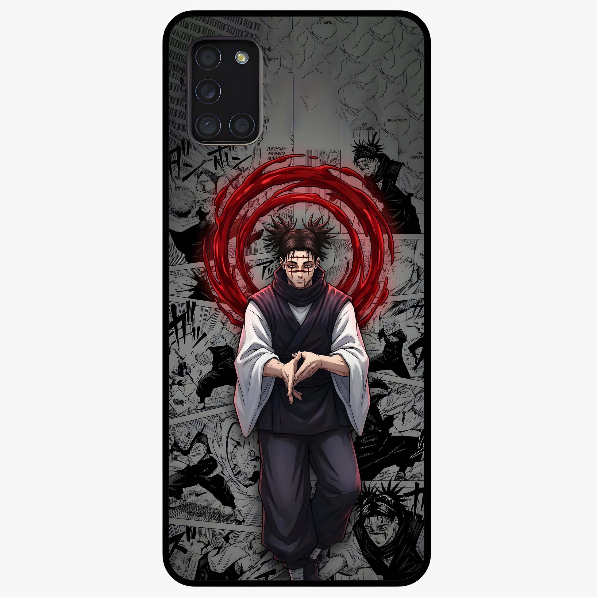 Cursed Ritual Ascension Glass Case showing flat back view with dark ritual themed artwork and glossy glass finish.
