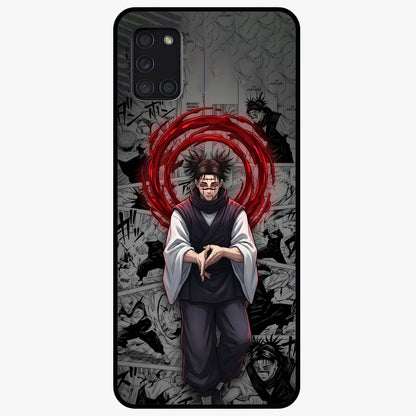 Cursed Ritual Ascension Glass Case showing flat back view with dark ritual themed artwork and glossy glass finish.