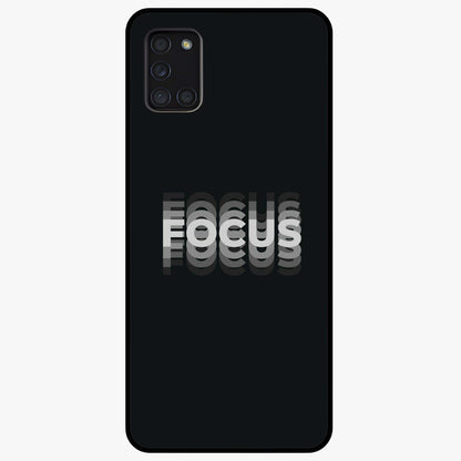 Focused Blade Discipline Glass Case showing flat back view with warrior sword themed artwork and glossy glass finish.