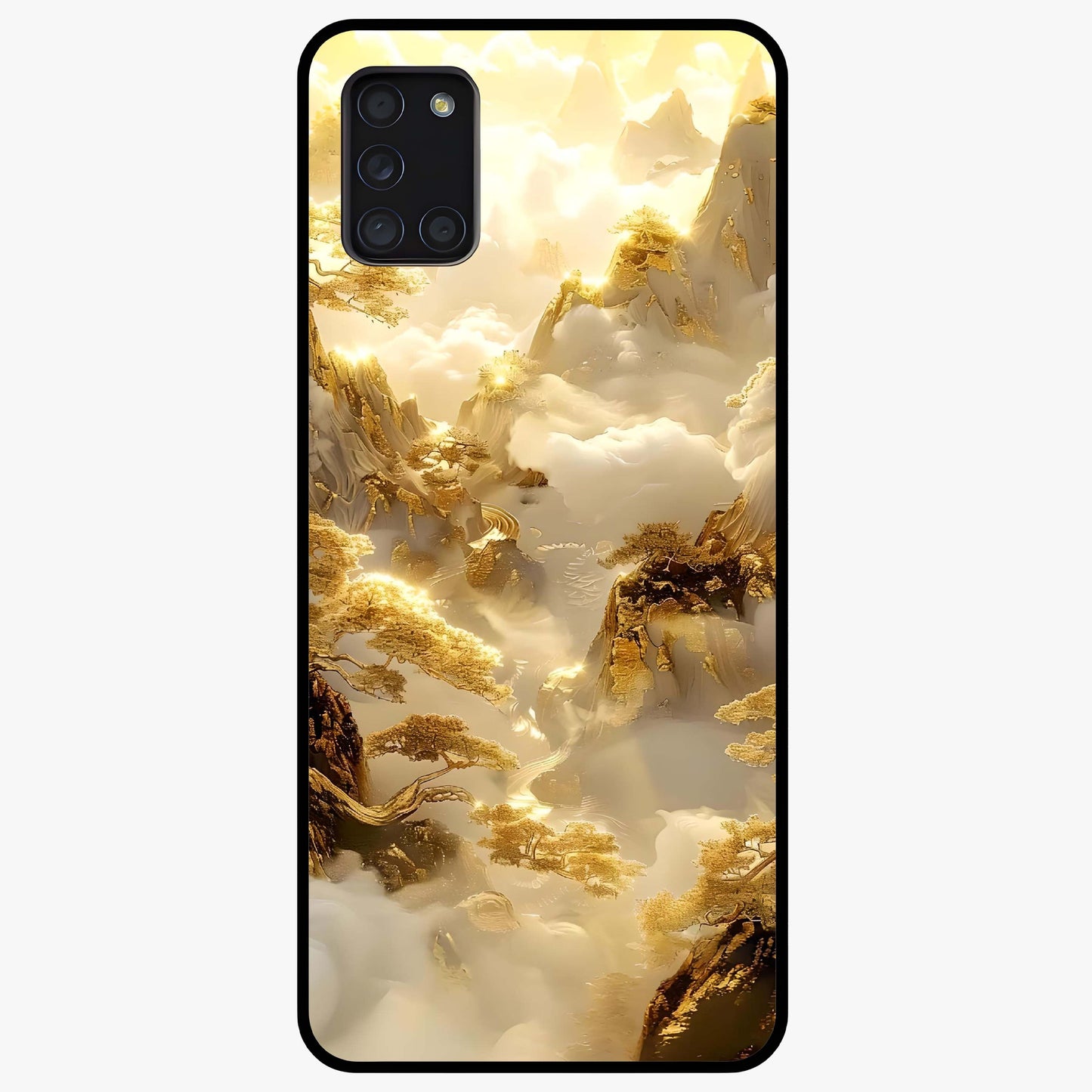 Gates Of Illumination Glass Case showing flat back view with mystical illuminated gate artwork and glossy glass finish.