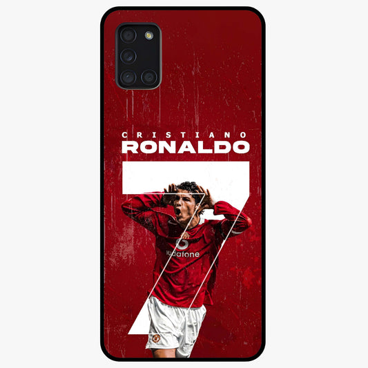 Goal Celebration Legacy Glass Case showing flat back view with football celebration inspired artwork and glossy glass finish.