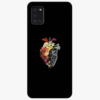 Heart With Flowers Glass Case showing flat back view with heart shaped floral artwork and glossy glass finish.