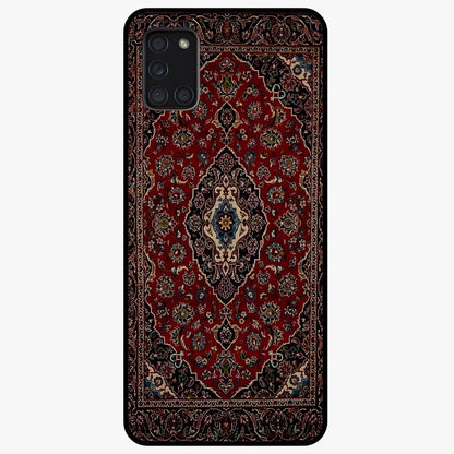 Heritage Carpet Royale Glass Case showing flat back view with ornate Persian carpet inspired pattern and glossy glass finish.