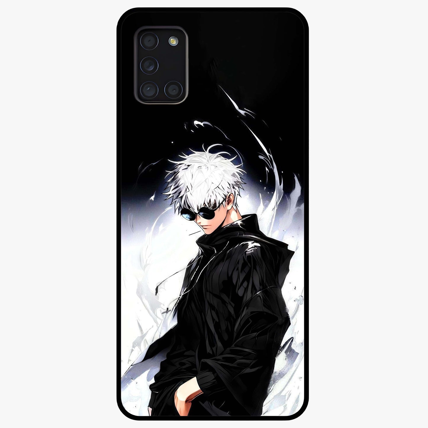 Limitless Shadow King Glass Case showing flat back view with powerful shadow warrior artwork and glossy glass finish.