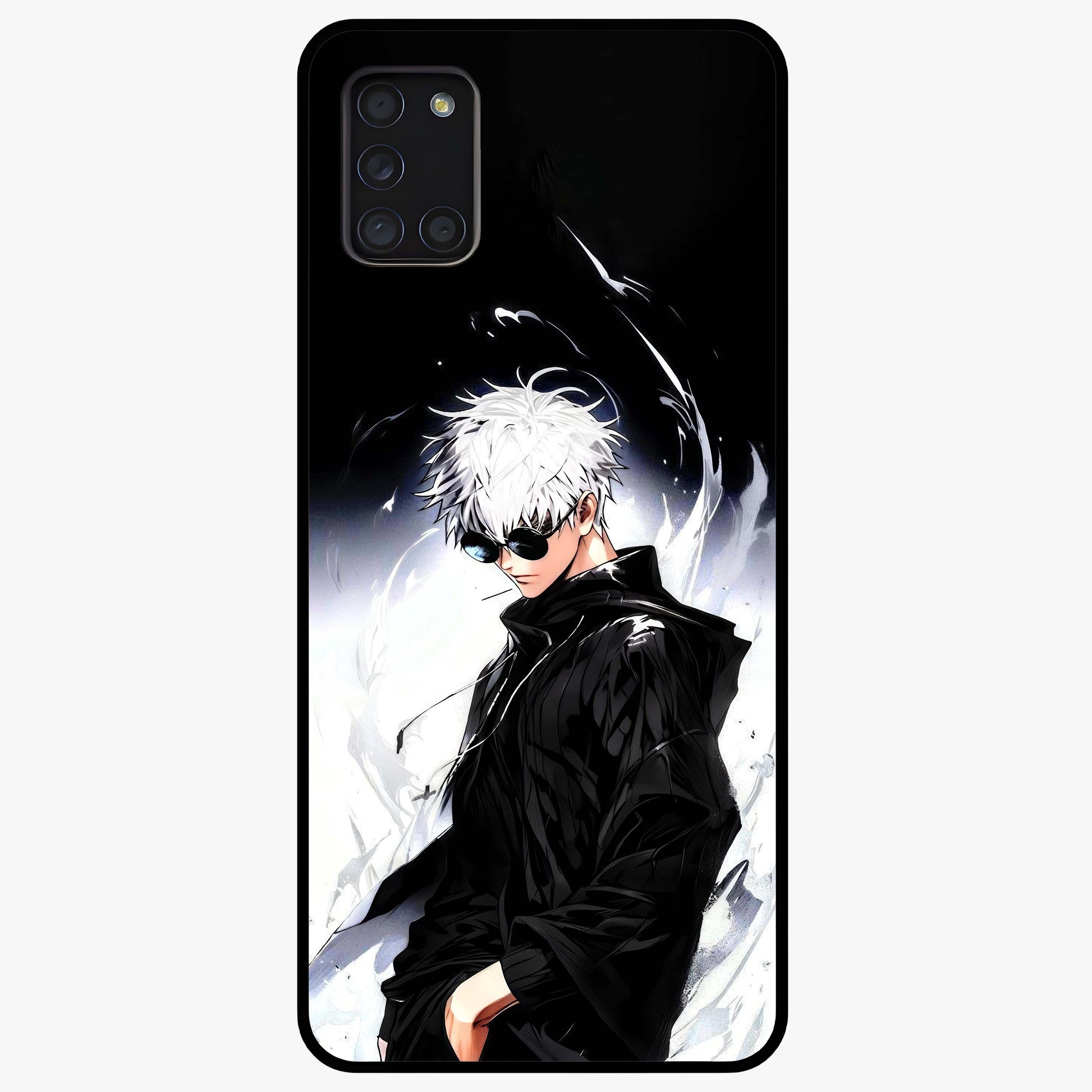Limitless Shadow King Glass Case showing flat back view with powerful shadow warrior artwork and glossy glass finish.