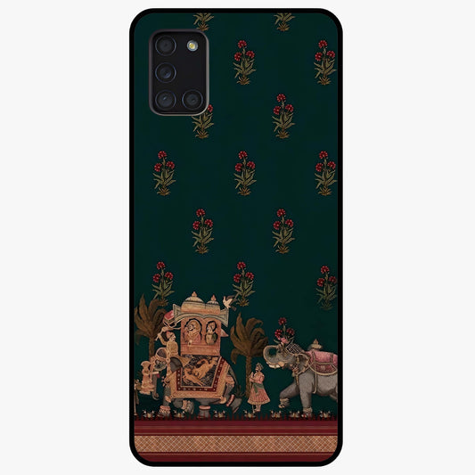 Macmerise Glass Case showing flat back view with stylish modern artwork and glossy glass finish.